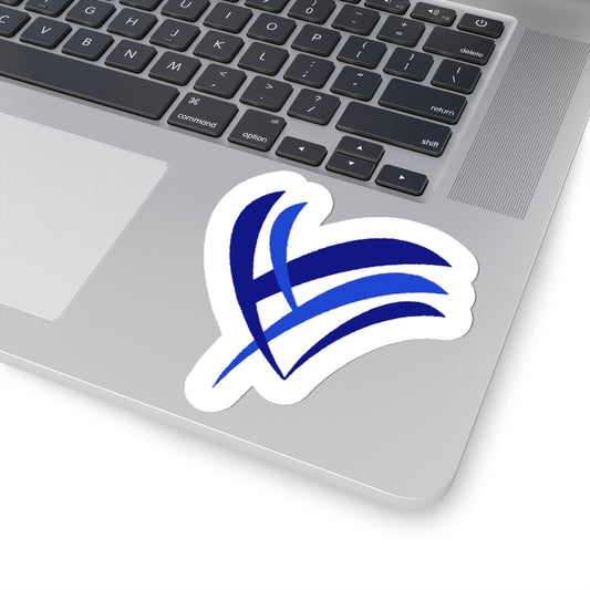 Blue Abstract Heart Sticker — Kiss-Cut Vinyl Laptop Decal