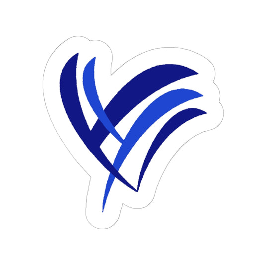 Blue Abstract Heart Sticker — Kiss-Cut Vinyl Laptop Decal